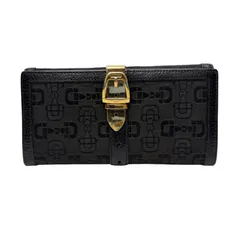 4694 GUCCI グッチ 長財布 キャンバス ホースビット ブラック レザー