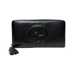 4674 GUCCI グッチ 長財布 ブラック ラウンドファスナー レザー - メルカリ