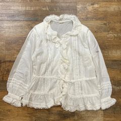 PINK HOUSE】長袖 オーバーブラウス ピコフリル ピンタック レース 