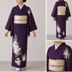 美品 正絹振袖3点セット Sサイズ 紫 桜 御所車 成人式 前撮り - メルカリ