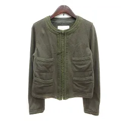 プラステ PLST ノーカラージャケット ニット ウール 2 M 茶 ブラウン /MNのサムネイル