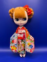 ブライス、リカちゃん(22cmドール)用大振袖正絹総裏付きフルセット181