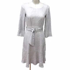 プロポーション ボディドレッシング PROPORTION BODY DRESSING ワンピース フレア ひざ丈 ベルト 長袖 1 S ライトグレー /YKのサムネイル