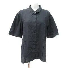 パーソンズ PERSON'S シャツ ブラウス 半袖 麻 リネン M 黒 ブラック /YIのサムネイル