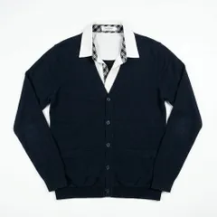 Yin & Yang NEXT カーディガン ネイビー Mサイズ フェイクレイヤード BURBERRY風のサムネイル
