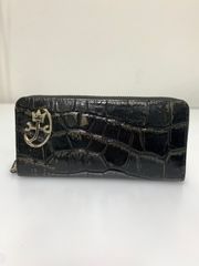極美品】カステルバジャック 長財布 クロコ型押し ブラック 黒