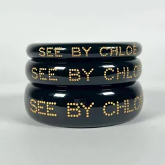 K-33 SEE BY CHLOE シーバイクロエ バングル 3本セット 3連 ブラック ゴールド アクセサリー 服飾小物 2260003508257 50-21のサムネイル