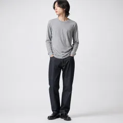 シンプル 長袖Tシャツ グレー Lサイズ 無地 ロンTのサムネイル
