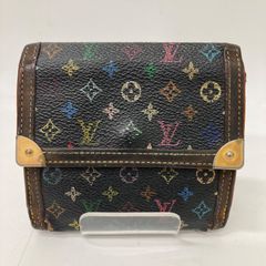 ルイヴィトン モノグラム マルチカラー がま口 二つ折り財布 黒