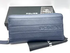 未使用 POLICE ポリス 本革 レザー ラウンド ファスナー ジップ ロング ウォレット 長財布 BICOLORE ビコローレ PA-59903 ネイビーのサムネイル