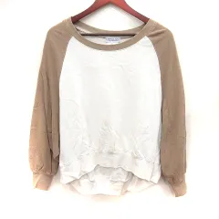 チャオパニック ティピー CIAOPANIC TYPY ニット カットソー Uネック 長袖 麻混 リネン混 1 白 ホワイト 茶 ブラウン /RTのサムネイル