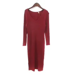 ラウンジドレス ガリャルダガランテ Loungedress GALLARDAGALANTE ワンピース ニット ロング 長袖 リブ F 赤 レッド /MNのサムネイル