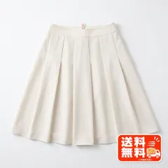 プリーツスカート ホワイト 無地 ひざ丈 シンプル ウエスト70cm Honeys風のサムネイル