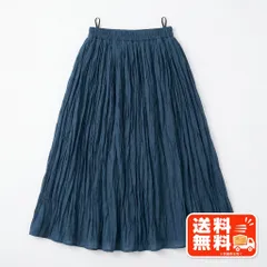 プリーツロングスカート ブルー Mサイズ ウエストゴム シワ加工 UNIQLO風のサムネイル