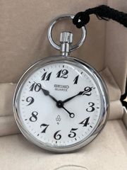 SEIKO 懐中時計 ホワイト文字盤 ブラック紐付き - メルカリ