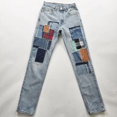 kOhAKU パッチワーク デニムパンツ ウエストゴム サルエル風 M～L相当 