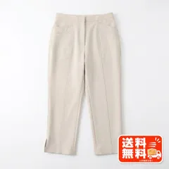 センタープレス風 ストレッチパンツ アイボリー Lサイズ 裾スリット GLOBAL WORK風のサムネイル