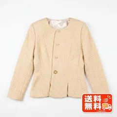 ノーカラージャケット アイボリー シルク混 ツイード調 オケージョン TO BE CHIC風のサムネイル