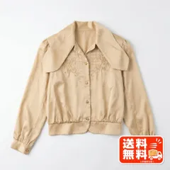 刺繍入り ベージュ ショート丈 ブラウス 光沢 クラシック レトロのサムネイル