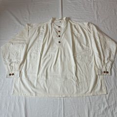 RRL リネン混 ストライプ柄プルオーバーシャツ M ホワイトxベージュ 