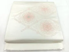 平和屋着物◎太鼓柄袋帯　刺繍　蜀江花文　銀糸　正絹　逸品　CABH1699nb