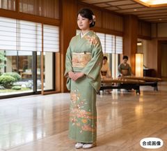 極美品 訪問着 フルセット 裄68 落款 卒業式 入学式 袋帯 黄色 七五三 