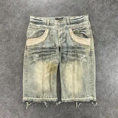 archive MORGAN HOMME Denim Shorts grunge モルガンオム デニムショーツ ハーフパンツ ダメージ フリンジ L Y2K 平成 グランジのサムネイル