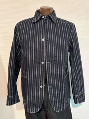 児島ジーンズ　BICOLOR WABASH COVERALL　Lサイズ　メンズ　国産デニム　バイカラー　カバーオール　カジュアル　アメカジ　春秋　羽織り　定番　王道　ストライプのサムネイル