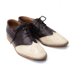 エンポリオアルマーニEMPORIO ARMANI レザー2トーンウィングチップシューズ 茶 茶ベージュ37 1/2(23.5cm位)のサムネイル