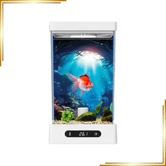 【新品】 ベタ 水槽 1.6L 小型アクアリウム 温度設定20?30℃ 10Wヒーター内蔵 USB給電 調光LED 底部排水 エアポンプ 外部フィルター接続可 ホワイト 0のサムネイル