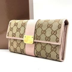 GUCCI GGキャンバス インターロッキングチャーム 長財布 ピンク - メルカリ