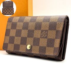 一*命様 ルイヴィトン 二つ折り財布 ダミエ ポルトモネビエ トレゾール