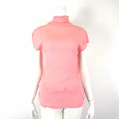 ヨシエイナバ yoshie inaba ニット カットソー トップス キャップスリーブ 半袖 ハイネック 薄手 ストレッチ M 2 コーラルピンクのサムネイル