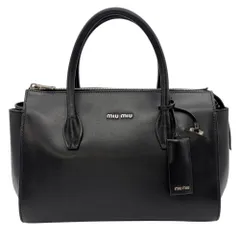 ミュウ ミュウ Miu Miu ロゴ ハンドバッグ レザー ブラック シルバー金具 レディース【中古】のサムネイル
