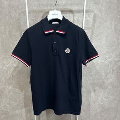極美品】MONCLER ポロシャツ 定番 トリコロールライン ブラック M