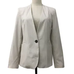 ザラ ZARA ジャケット ノーカラー 無地 長袖 USA 2 ベージュ