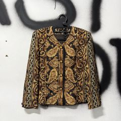 ヒロココシノクチュール】ノーカラージャケット ゴールド刺繍ビーズ 高