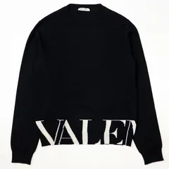SALE【美品】Valentino ヴァレンチノ ニット ウール/カシミヤ サイズ S メンズ ロゴ ロングスリーブ 長袖 トップス ブラック ホワイト 黒 白 イタリア製のサムネイル