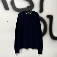トミーヒルフィガー ONE ポイント ワッフル 長袖ニット ネイビー