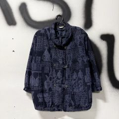 40ct525 リネン パイピング アンコン ジャケット 銀ボタン L 紺 - メルカリ