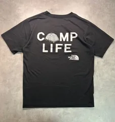 【美品】THE NORTH FACE ザノースフェイス Tシャツ Mサイズ ブラック 黒 メンズ NT31807 CAMP LIFE Weekend アウトドア キャンプ トレッキング 速乾 ポリエステル バックプリント ロゴT 半袖 人気