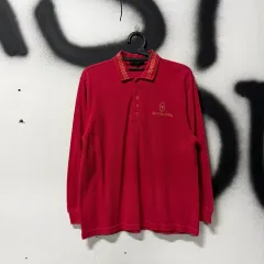 90s ジアーニ ヴァレンティノ ゴールド 刺繍 デザインテープ カラ 長袖 Tシャツのサムネイル