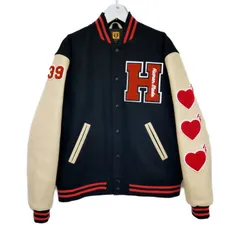 HUMAN MADE ヒューマンメイド 国内正規 24SS VARSITY JACKET 袖レザーバーシティジャケット スタジャン ロゴパッチ HM28JK016 BLACK ブラック 黒 Lのサムネイル
