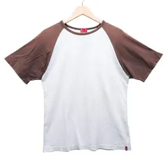 Levi's リーバイス レッドタブ Mサイズ ラグランTシャツ 半袖 ホワイト ブラウン ツートンカラー バイカラー クルーネック 綿100% ロゴタグ アメカジ カジュアル メンズ レディース ユニセックス トップス 半袖Tシャツ 古着 人気 定番のサムネイル