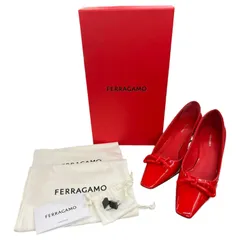 フェラガモ パテント パンプス ノット リボン 赤 レッド #6 約23.0〜23.5cm シューズ ヒール 靴 FERRAGAMOのサムネイル