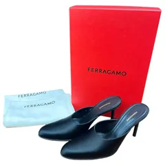 FERRAGAMO サテン パンプス 7サイズ 約 24.0cm ～ 24.5cm ブラック 黒 ヒール シューズ ヒール 靴 フェラガモのサムネイル