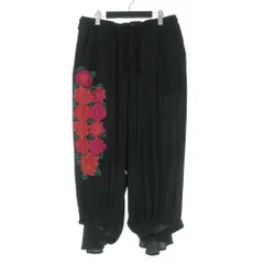 ヨウジヤマモト YOHJI YAMAMOTO レプリカ 1987S/S フラワープリント ワイドパンツ スラックス 3 ブラック 黒 HH-P28-275 のサムネイル