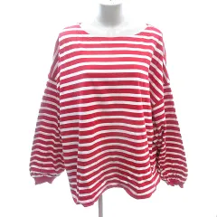 ダブルクローゼット w closet カットソー バスクシャツ ボートネック オーバーサイズ ボーダー ボリュームスリーブ 長袖 赤 レッド /AUのサムネイル