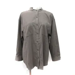 エドウィン EDWIN シャツ ブラウス バンドカラー 長袖 M 茶 ブラウン /YIのサムネイル