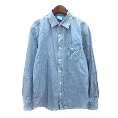 オーシャンパシフィック OCEAN PACIFIC シャンブレーシャツ チェック 長袖 M 水色 ライトブルー /MNのサムネイル
